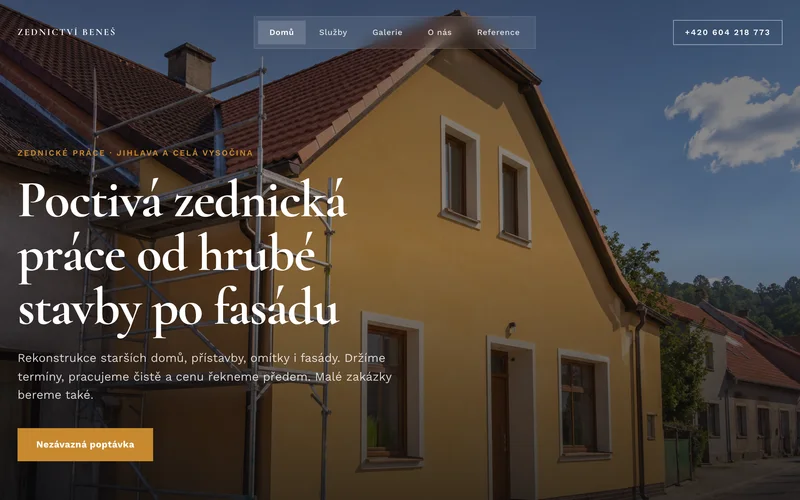 Náhled webu Zednictví Beneš